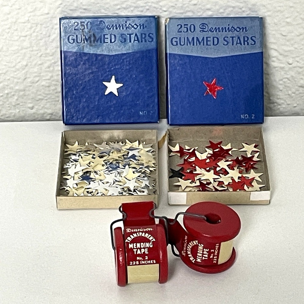 Vintage Dennison Foil Stars & Transparent Mending Tape Scrapbooking Junk Journal